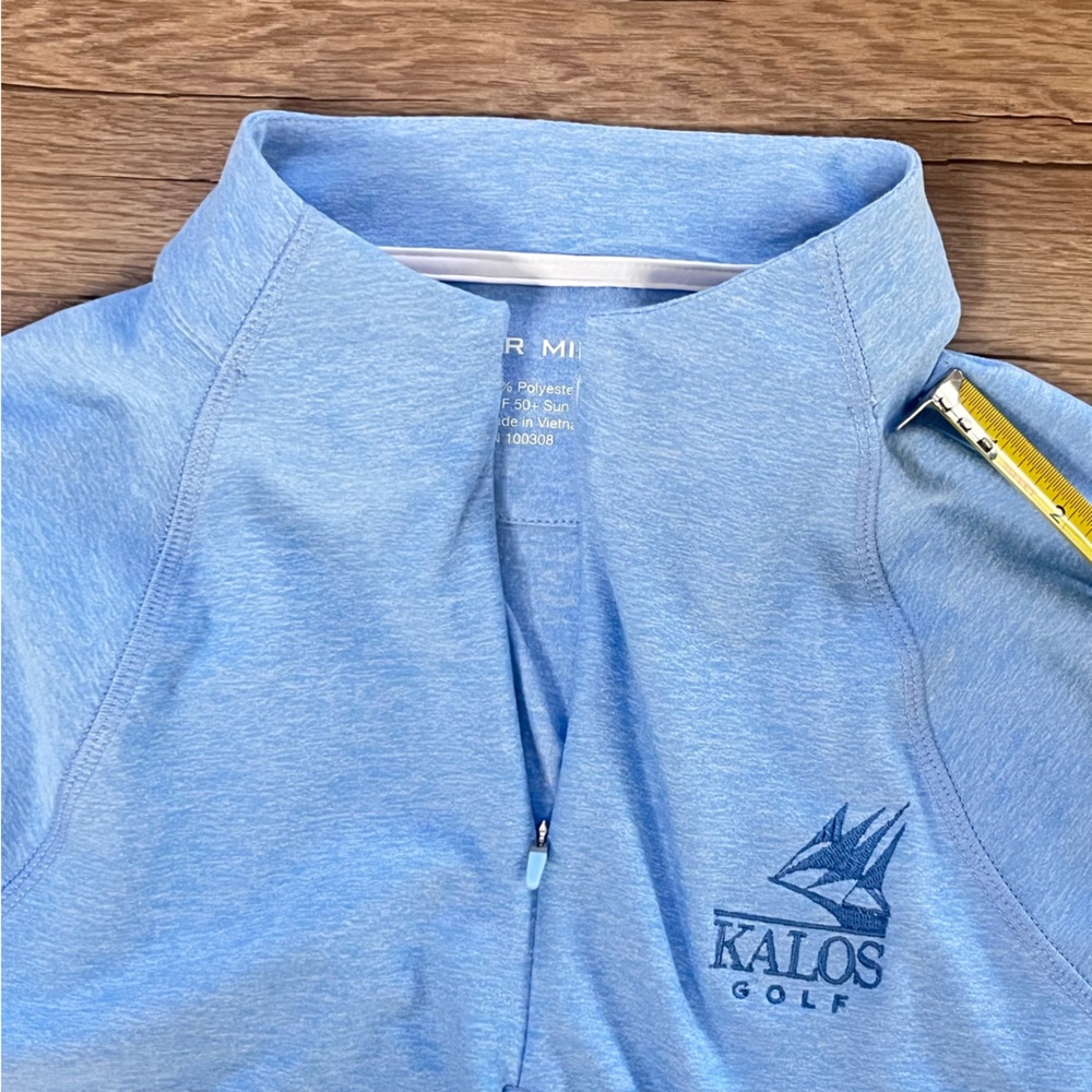 Peter Millar KALOS Golf Women's Perth Melange Raglan-Sleeve 1/4 Zip Blue Size L - Picture 11 of 13